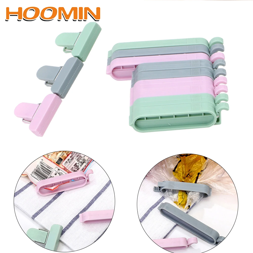 HOOMIN 12 шт./компл. пластиковый зажим для еды вакуумный герметик зажим мешок для хранения закусок запечатывающийся пакетик зажимы кухонный инструмент