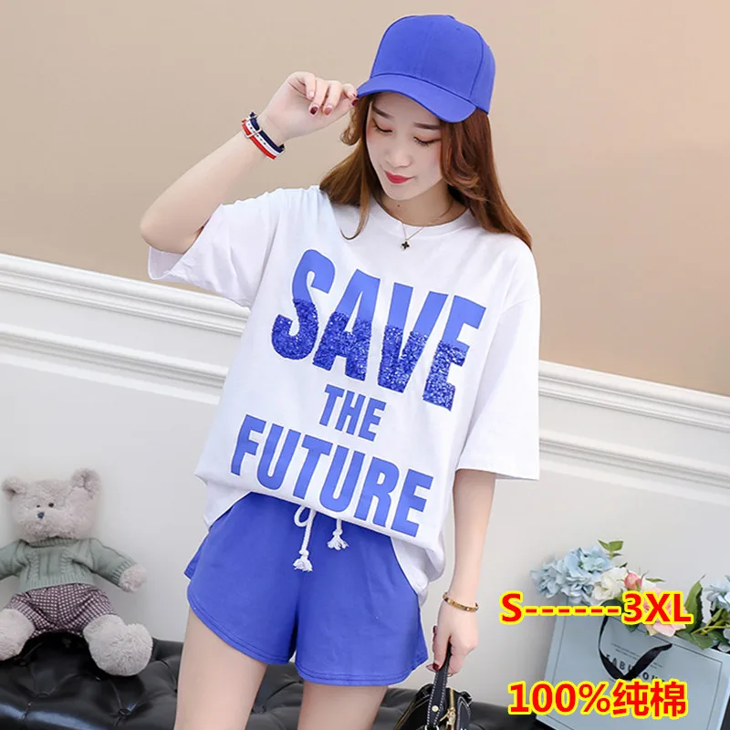 

Casual Fashion Sports Clothing WOMEN'S Suit Loose-Fit Two-Piece Shorts Social Summer 2018 New Style Summer