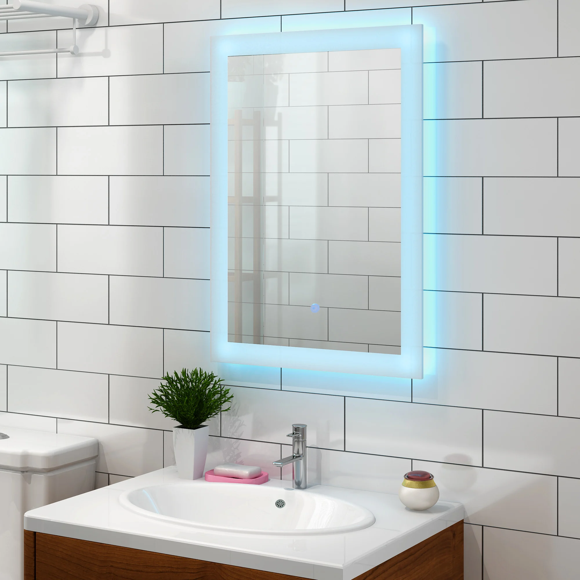 

Panana Bathroom Mirror 700 x 500 mm Designer Illuminated LEDs Bathroom Mirror Light Sensor + Demister Fast delivery