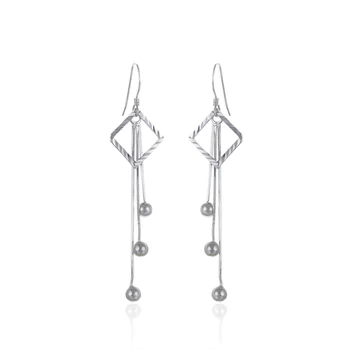 

Solid S925 Sterling Silver Elegant Earrings Fabulous Engagement Ear Jewelry White Gold Long Earrings for Women CHDAR001691