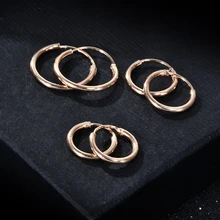 3 זוגות\סט אופנה נשים ילדה פשוט עגול מעגל קטן אוזן Stud עגיל פאנק היפ הופ עגילי תכשיטי 3 גודל(China)