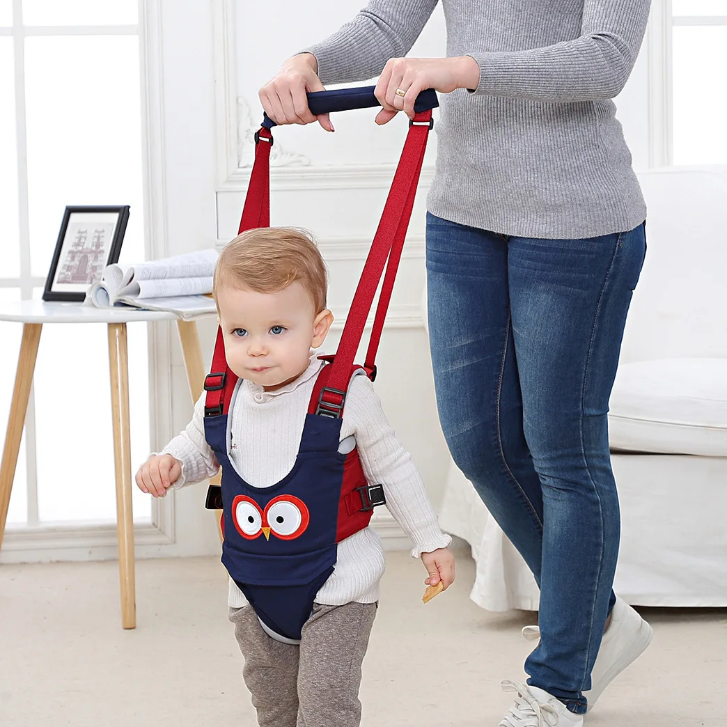 

Cartoon Print Baby Walker Harness Walking Assistant Owl PatternToddler Multi-functional Walk Learning Belt Removable Crotch