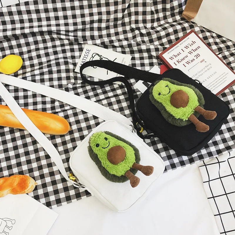 

Japanese-style INS Super Fire Cute Stuffed Toy Avocado Shoulder Bag GIRL'S Single-shoulder Canvas Bag Ugly Adorable Bag