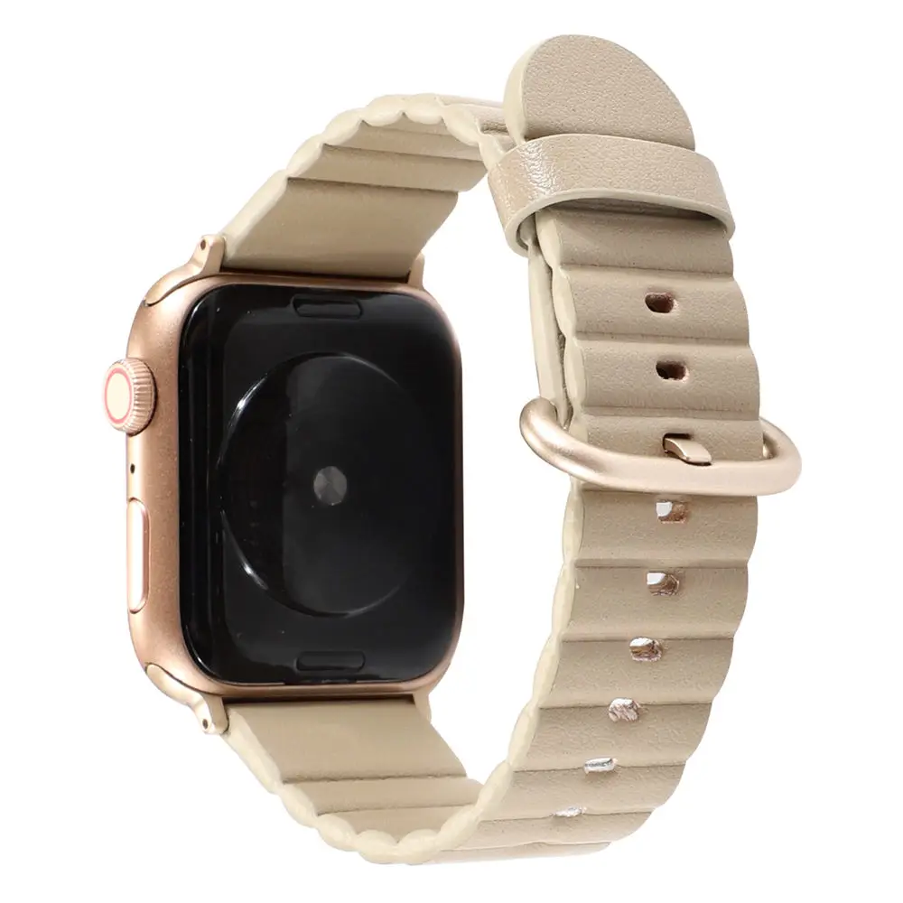 Полосатый кожаный ремешок-петля для Apple Watch серии 5 4 3 2 1 сменный ремешок для iWatch 38 мм 40 мм 42 мм 44 мм спортивный ремешок