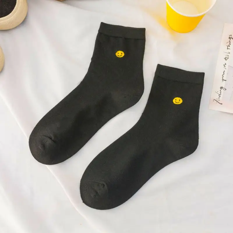 Японский свежий стиль, женские носки, милые желтые носки со смайликом, Харадзюку, чулочно-носочные изделия B0KD