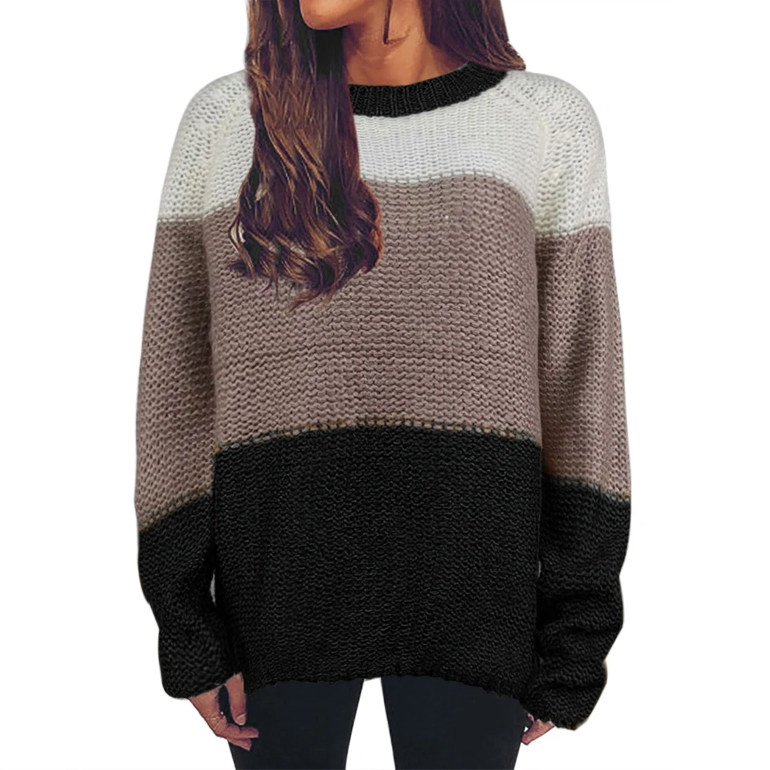 

Striped Loose Ladies Sweater Pullover 2020 Autumn Winter New Arrival Green Jumpers Knit Sweaters Women Pull Femme