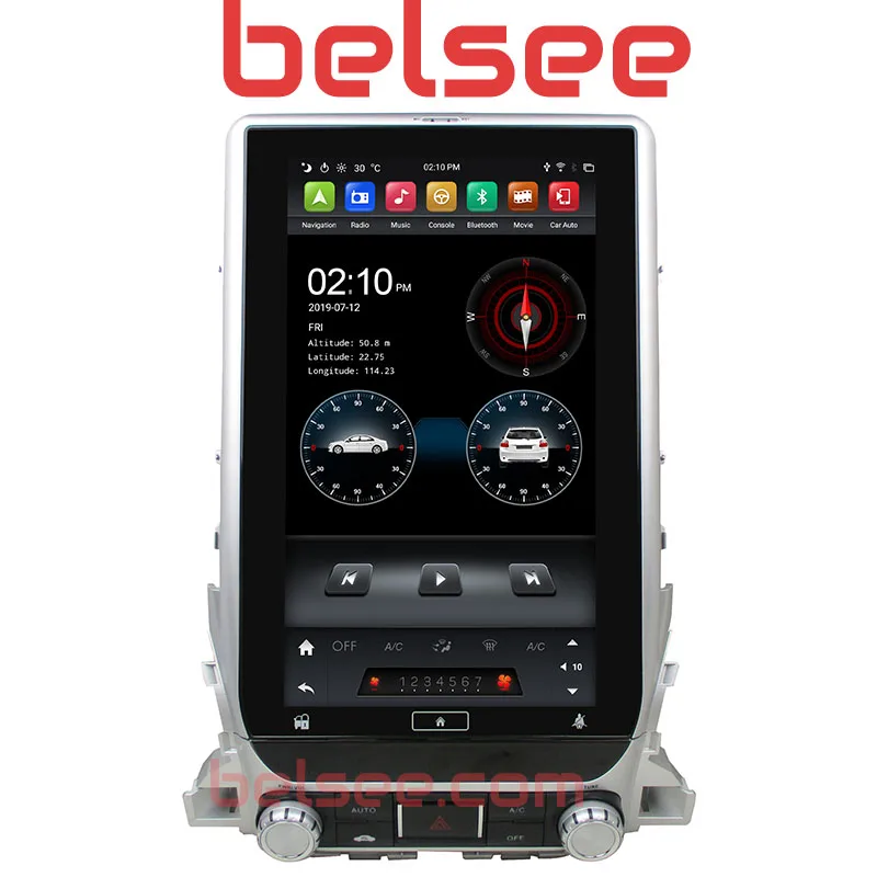 Belsee 13," Tesla стиль экран Android 9,0 PX6 4 Гб головное устройство автомобиля радио мультимедиа для Toyota Land Cruiser LC200 17 19