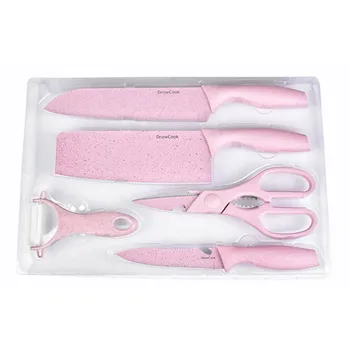 

Five Piece Set Knife Wheat Handle Slice Multi-Purpose Chef Melon Scissors Ceramic Knife Set Kitchen Paring Fruit Knife