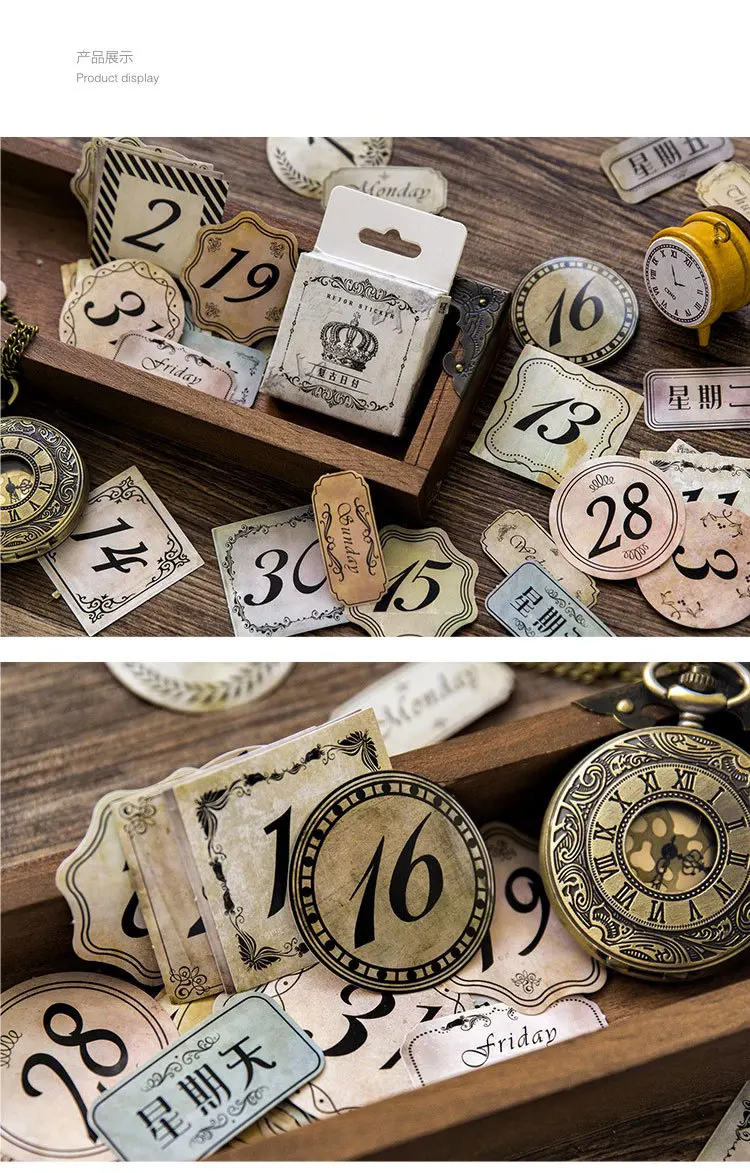 45pcs/lot Vintage Antique Number Stickers Label Junk Journal Ephemera Decorative Stickers Scrapbooking Album Diary Stickers