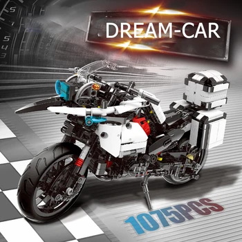 

Dream Car 1075PCS Simulated Patrol Motorcycle Boy Creative Assembly Small Particle Blocks Puzzle Building Bricks Toy Gift