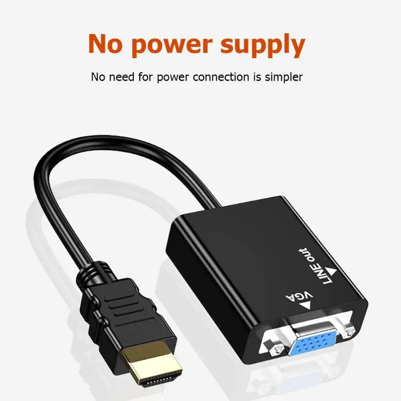 Горячая аудио кабель-адаптер износостойкий HW-2201 HDMI к VGA конвертер HD аудио кабель-адаптер Поддержка 3,5 мм аудио выход