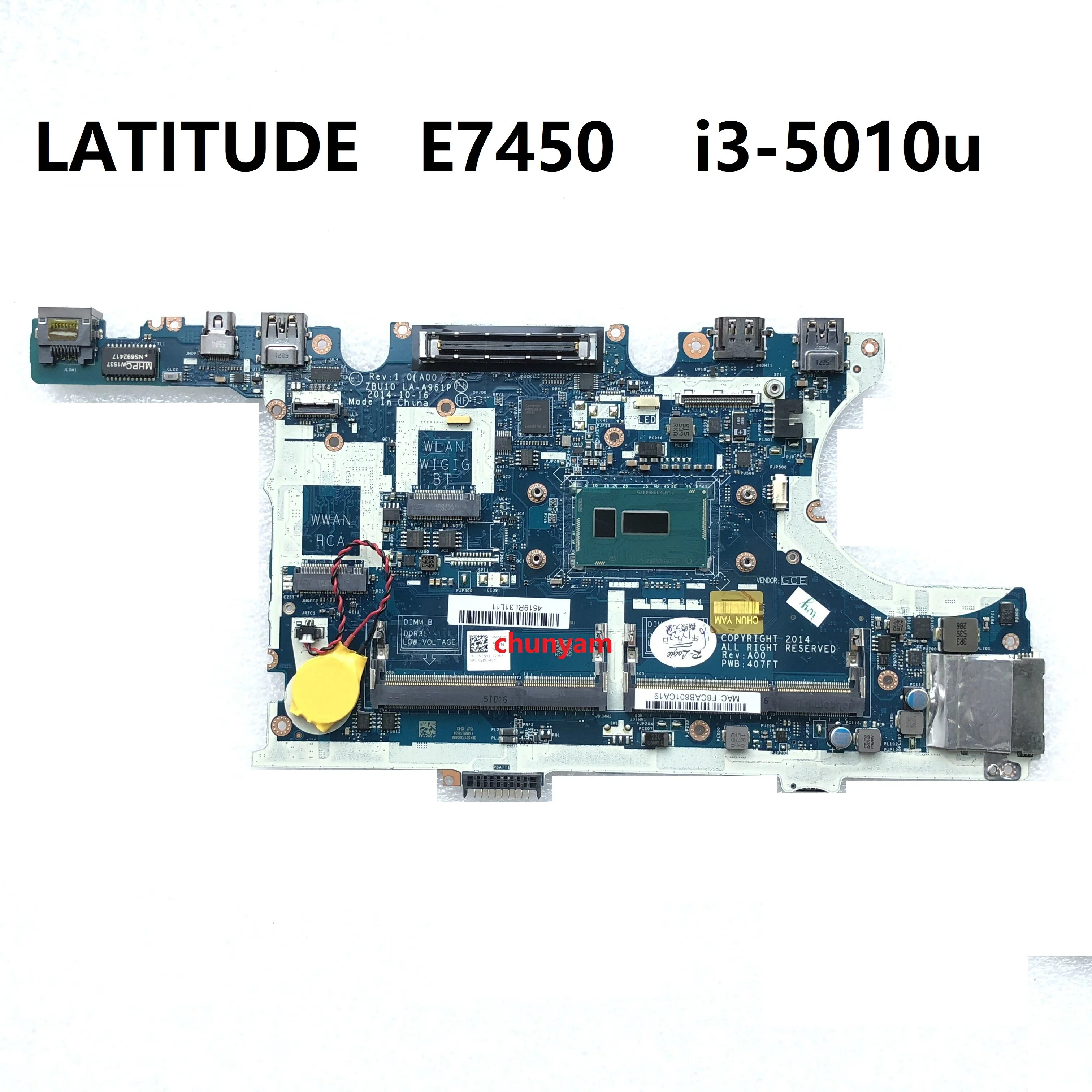 Новая внешняя деталь для ноутбука Latitude 14 E7450 материнская плата LA-A961P 420PP