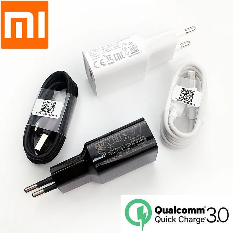 

Original XiaoMi Mi9 QC 3.0 Fast Charger 18W 12V1.5A Quick Charge Power adapter usb Type C Cable For mi8 9t se mi a3 redmi note 7