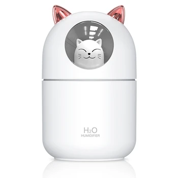 

300ML USB Air Humidifier Cool Mist Maker Fogger with Colorful Lamp Cute Cat Mini Aroma Diffuser Humidificador