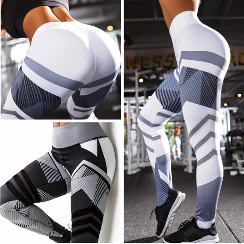 Женские Леггинсы для йоги с принтом, обтягивающие спортивные штаны для бега, высокая талия, компрессионные тонкие спортивные штаны для девушек