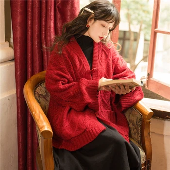 

2020 new fashion women's clothing V-Neck Vintage sweater women Cardigans