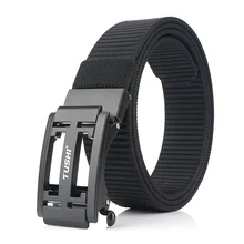 High Quality Nylon Casual Belt Men Fashion Genuine Luxury Designer Belt Men Trend Metal Buckle Casual Men Belt Elastic Black
