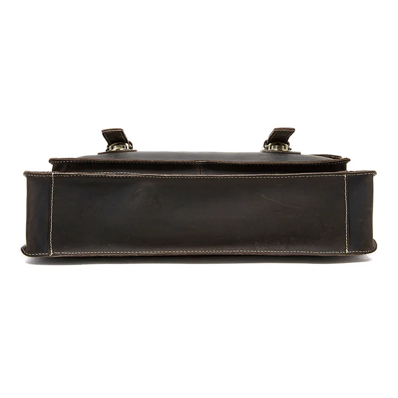 Dark Brown Unisex Large Leather Travel Laptop Bags Briefcase