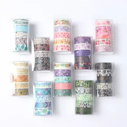 Ensemble de rubans adhésifs Washi, 5 pièces, rubans de masquage décoratifs à fleurs, papeterie scolaire Kawaii Sakura, 5m 