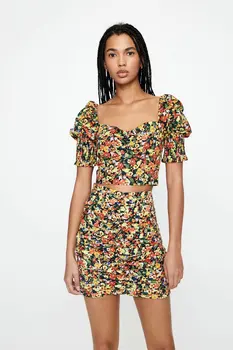 

2020 Spring Summer New Recipients Scaling-in Floral Print zaraing women blouse shirt Top sheining vadiming female shirt O9666