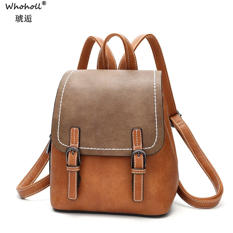 

Brand 2019 Retro Hasp Back Pack Bags PU Leather Backpack Women School Bags For Teenagers Girls Luxury Small Backpacks