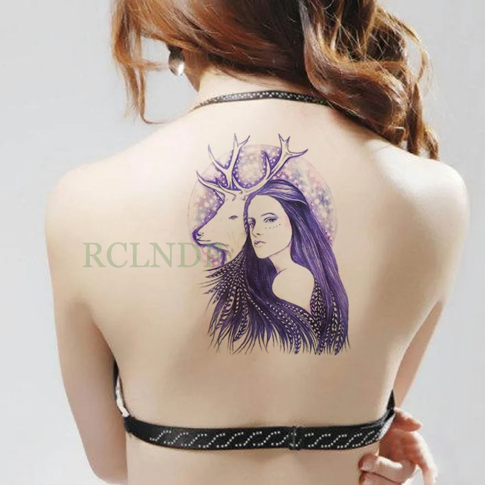 Водонепроницаемая временная татуировка наклейка на тело задняя большая корона тату наклейка s флэш-тату поддельные татуировки для женщин девушек - Цвет: Темно-синий