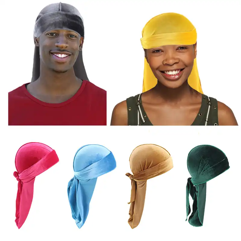 Мужская бархатная дышащая бандана Шапка тюрбан парики Doo Durag головной убор