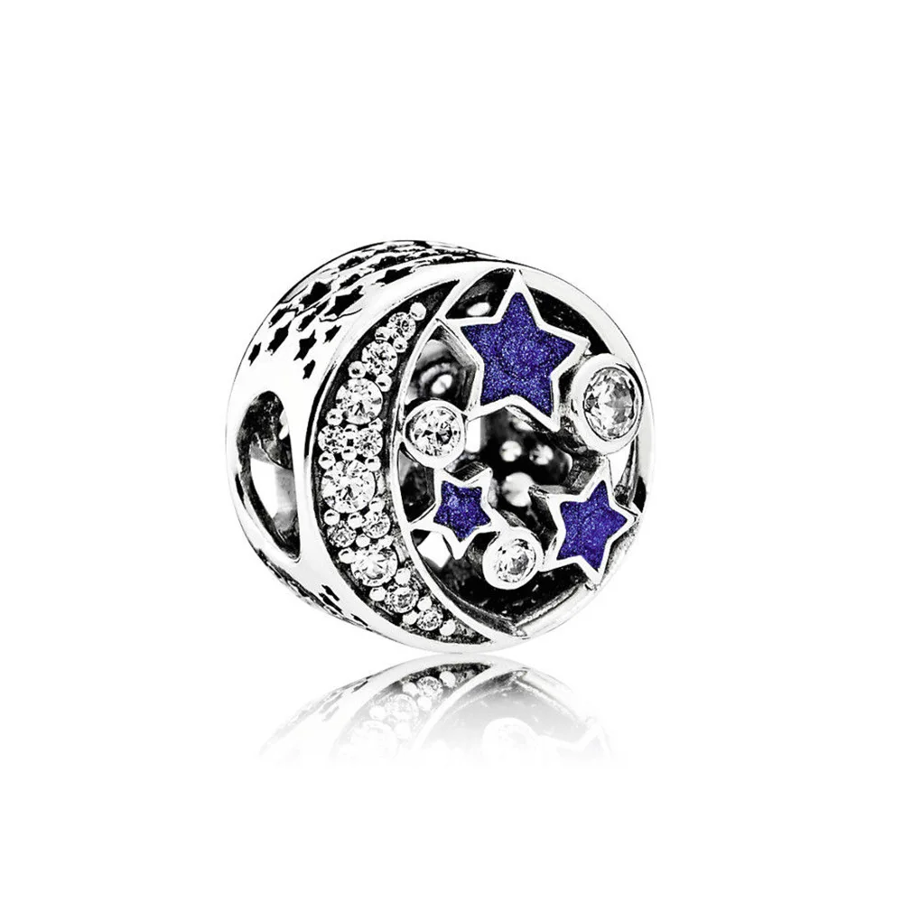 XIAOYI Серебро 925 пробы 11 винтажное ночное небо яркая звезда кулон Pandoras бисером красивая подвеска застежка ожерелье набор - Цвет камня: Бежевый