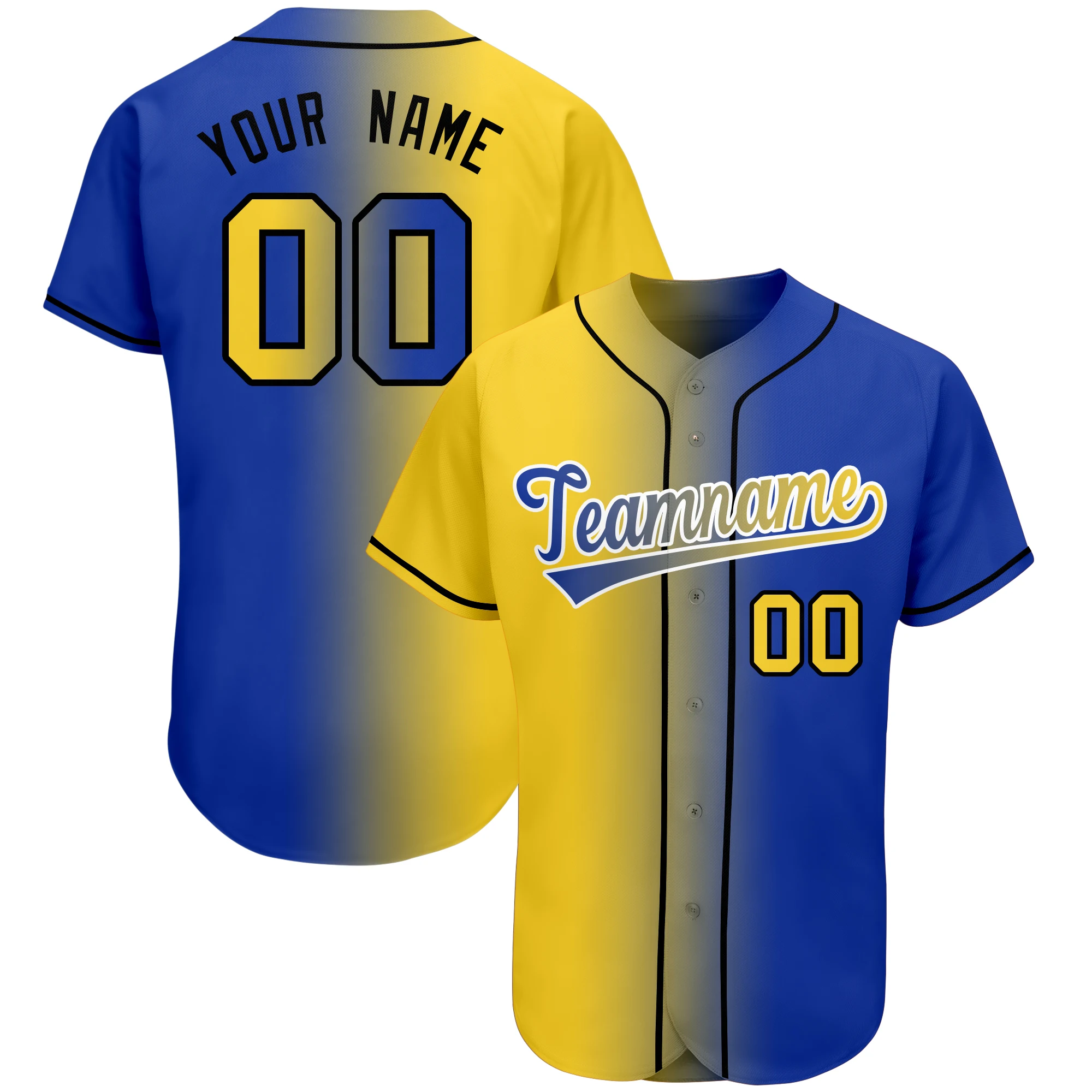Baseball Jersey Personalized Stitch Team/Your Name/Number Gradient Breathable Men's Casual Shirts for Adults/Kids