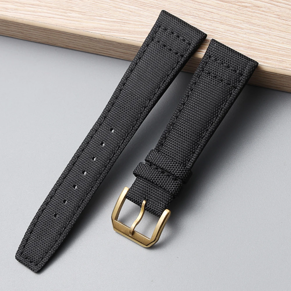 20 21 22mm Canvas Top Genuine Leather Underside Universal Watchband For IW SEIKO C Longines Tissot Watch Strap Wrist Bracelet