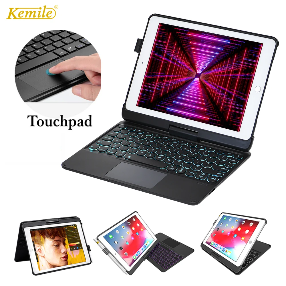 360 Rotatio чехол с клавиатурой для iPad 7th 10 2 Air 3 5 Pro 9 7 2018 подсветкой тачпад Клавиатура