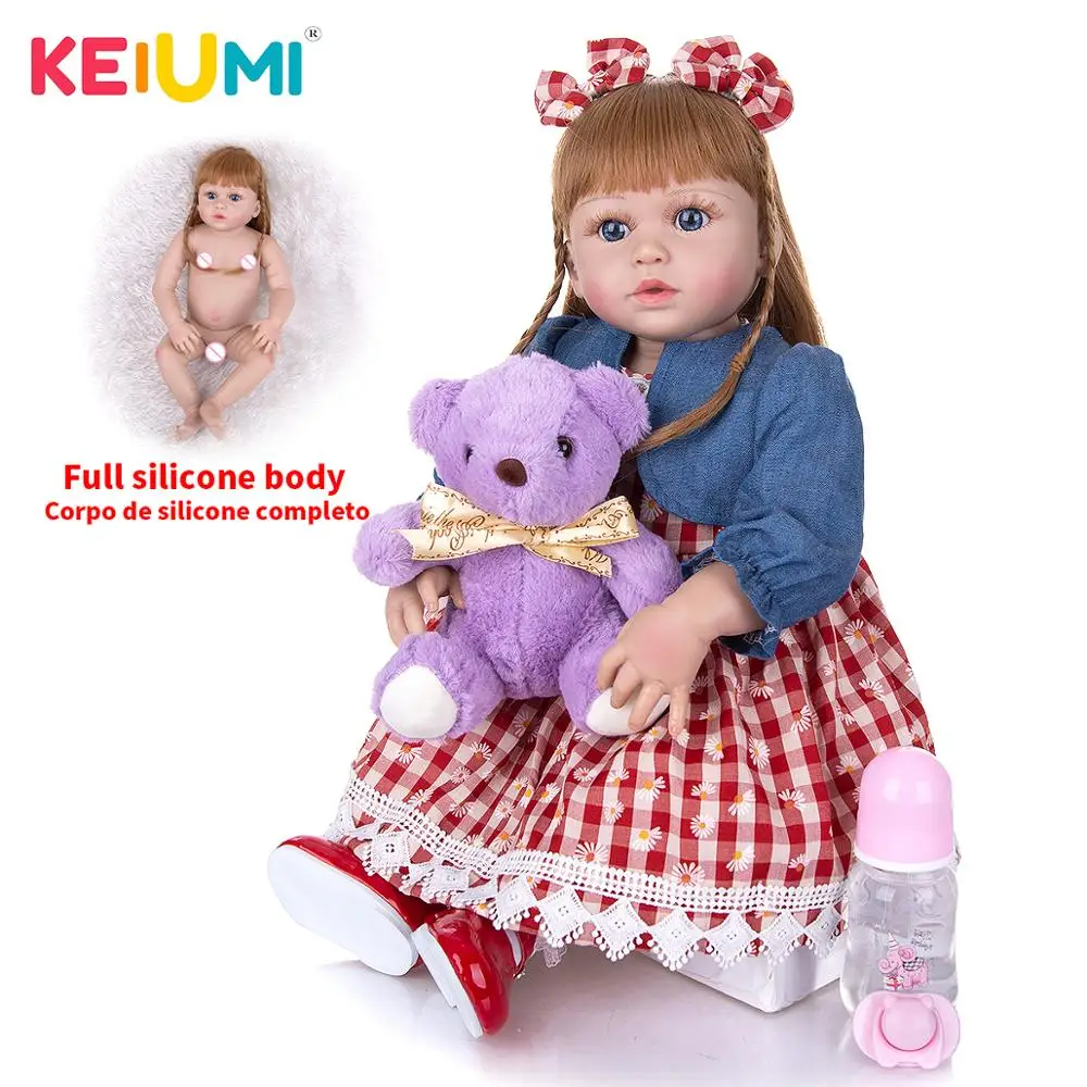 KEIUMI 23 дюйма полностью силиконовые милые куклы для малышей Новорожденные