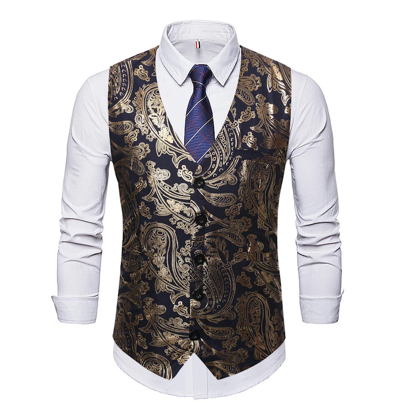 Новое поступление платье жилеты для мужчин Slim Fit Мужская жилетка, костюм жилет Homme Повседневная Формальная деловая куртка без рукавов V805