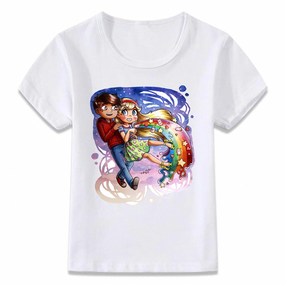 Детская одежда с героями мультфильма рубашка волшебное платье принцессы от другого размера Звезда против сил зла» для маленьких мальчиков и девочек рубашки для малышей, футболки, bal551