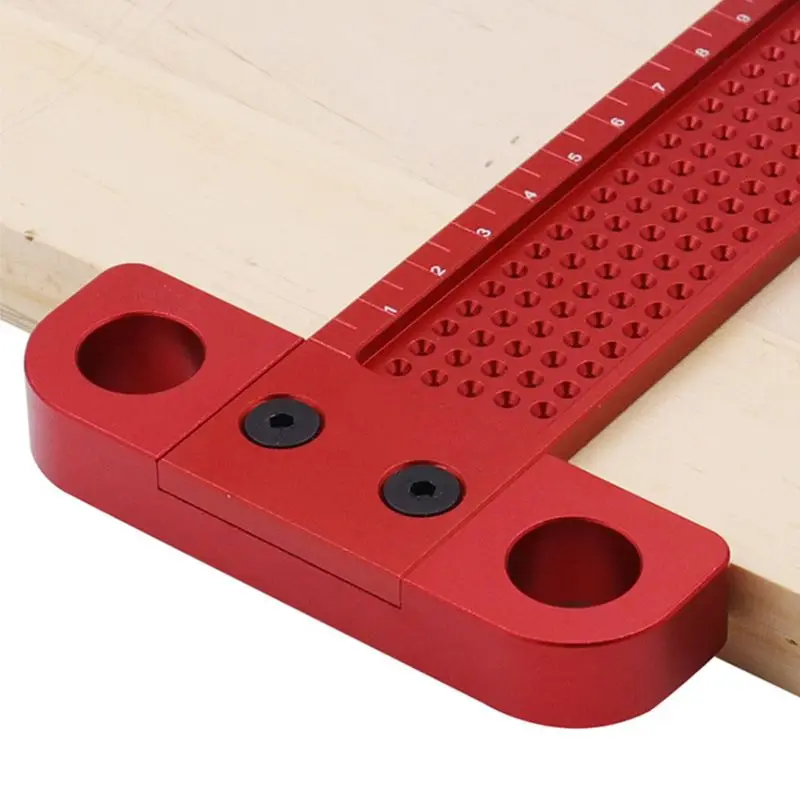 

Woodworking Scribe 100mm T-type Ruler Hole Scribing Drawing Marking Gauge Aluminum Crossed-out Measuring Tool