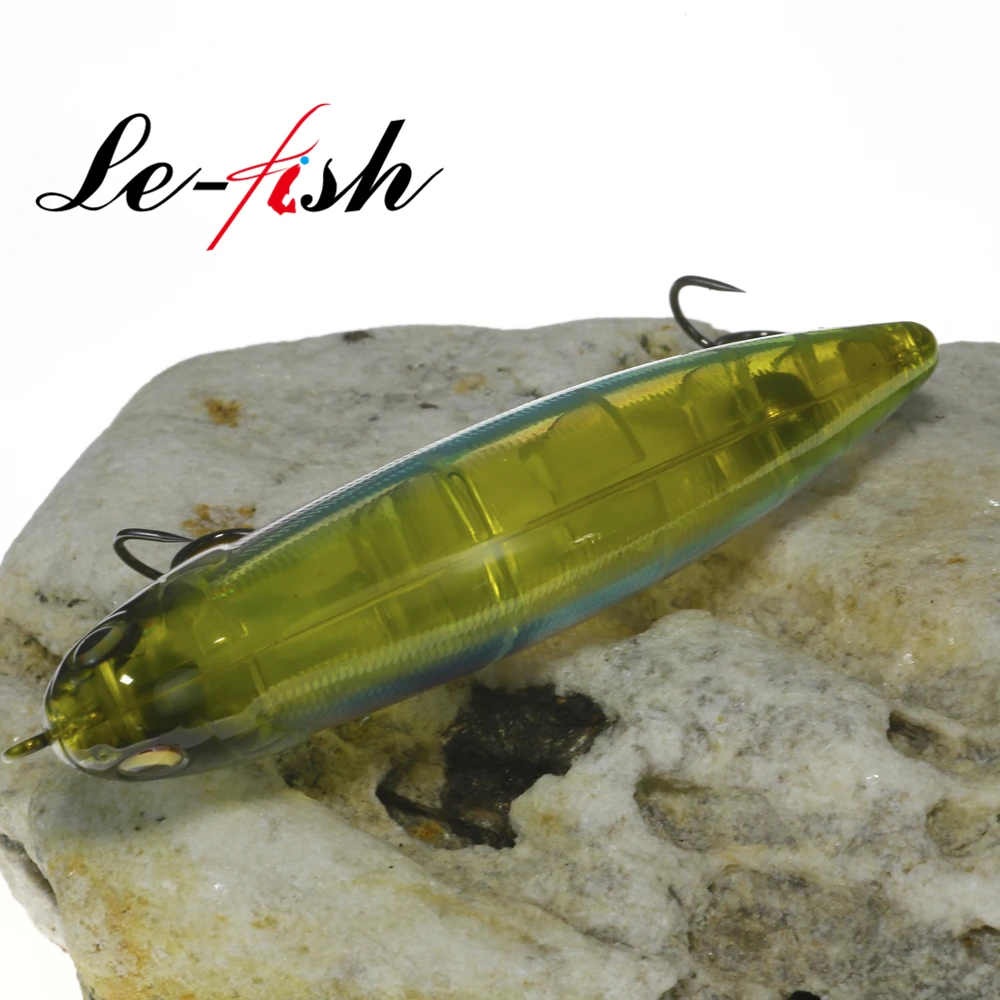 Le Fish 100mm 19g 탑워터 표면 루어 워크 더 도그 베이스 파이크 스파로우 워블러 스틱 미끼 플로팅 펜슬 포퍼