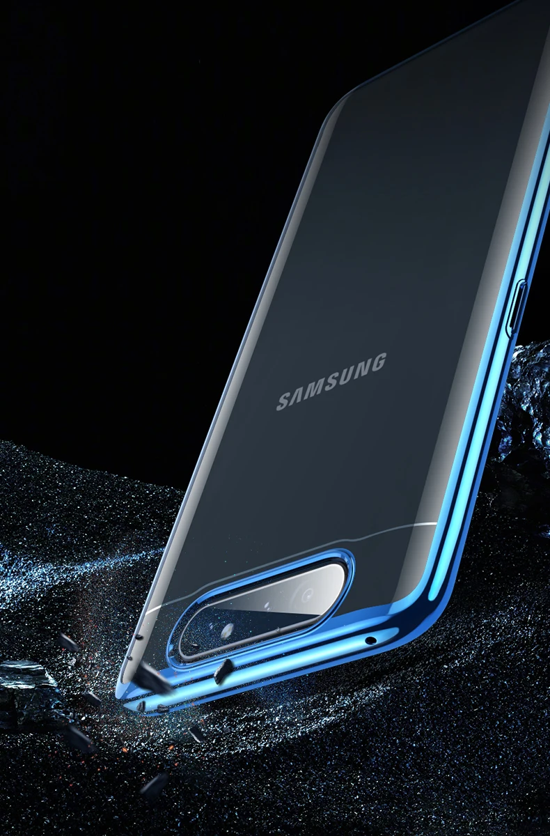 Чехол для samsung Galaxy A80, прозрачный скользящий чехол, роскошный полный защитный противоударный чехол для samsung A80, чехол