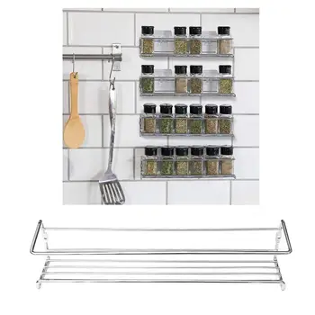 

2pcs Stainless Steel Wall-Mounted Spice Holder Kitchen Storage Rack Condiment Shelf Silver