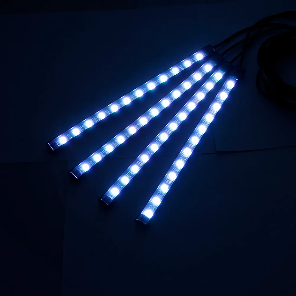 Kongyide автомобильный светильник 4x12 светодиодный автомобильный атмосферный RGB телефон приложение музыкальное управление полоса светильник s интерьерный комплект Автомобильный декоративный светильник