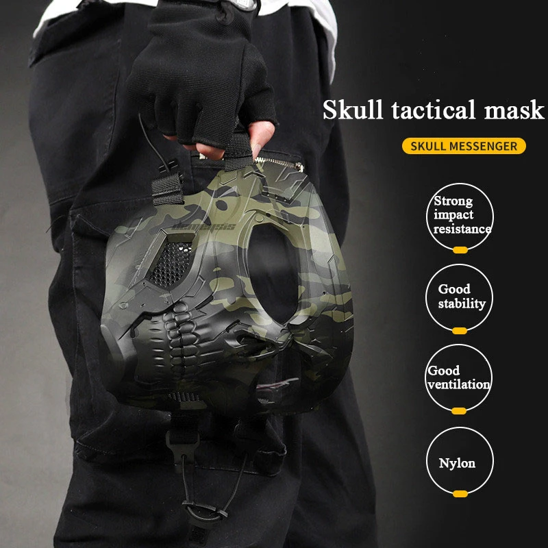 Наружные охотничьи маски, полное лицо, военная страйкбольная пейнтбольная маска, полупрозрачные линзы, защитная тактическая Боевая маска CS для стрельбы из черепа