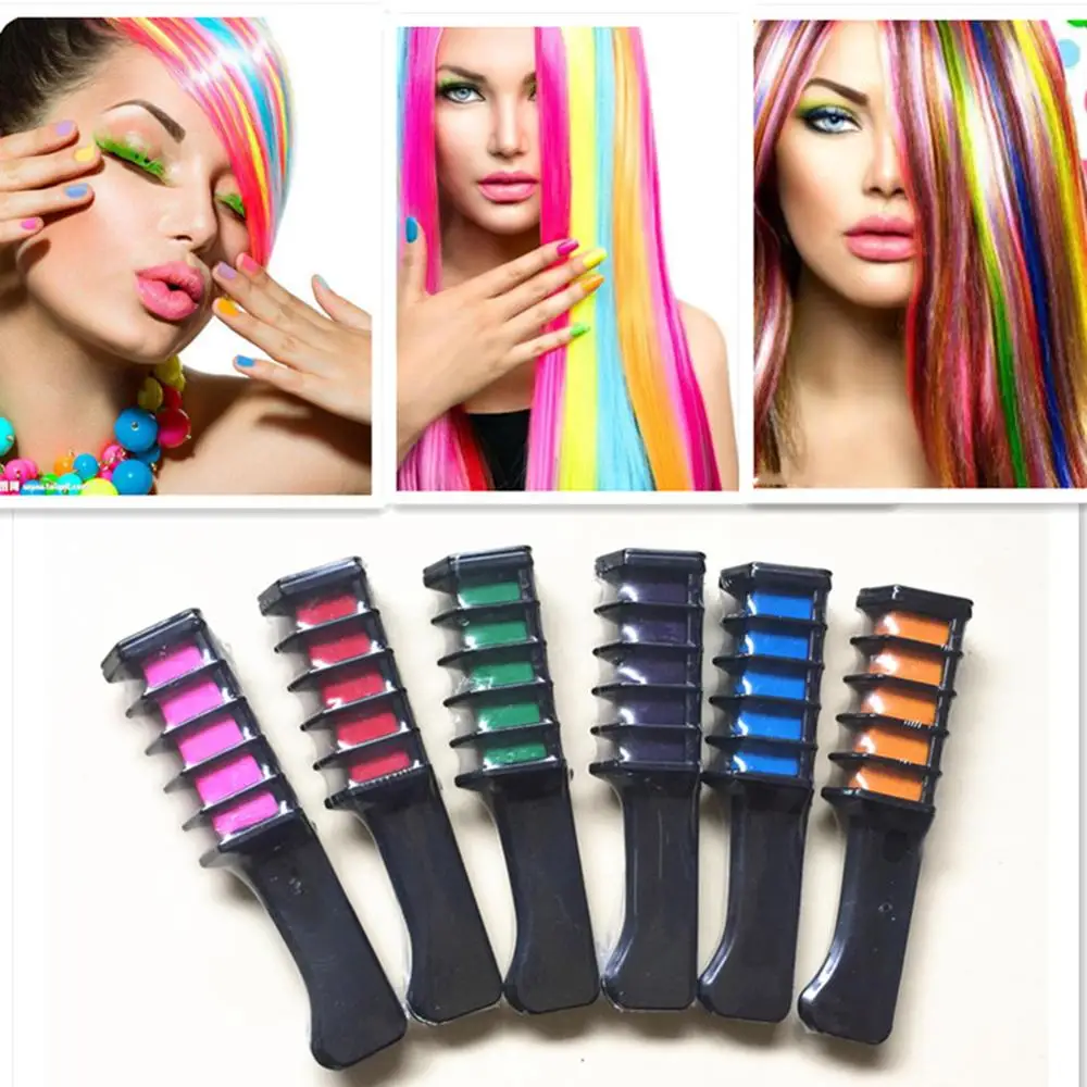 

Temporary Hair Pro Mini Chalks Crayons 6 Colors for For Hair Multicolor Color Dye Hair Dye Comb Hair Care Styling Tools