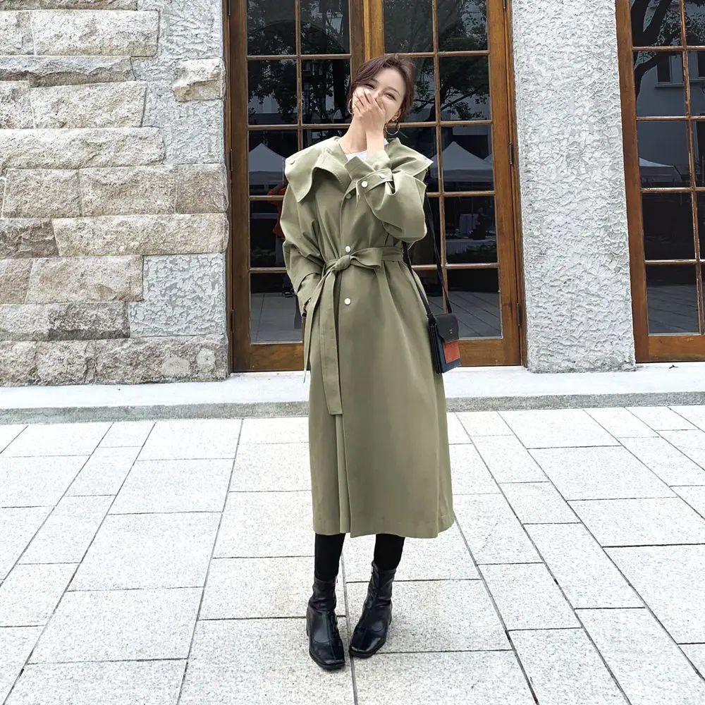 

Photo Shoot Sense of Design British Style Elegant Long Coat 2020 Spring New Style Fashionable WOMEN'S Dress Retro CHIC Trench Co