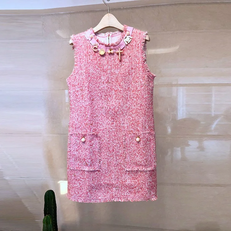 2019 Herfst En Winter Nieuwe Stijl Koreaanse stijl CHIC Elegante Debutante Graceful Wollen Doek Mouwloos Vest Rok Tweed Jurk 2019 Herfst En Winter Nieuwe Stijl Koreaanse stijl CHIC Elegante Debutante Graceful Wollen Doek Mouwloos Vest Rok Tweed Jurk