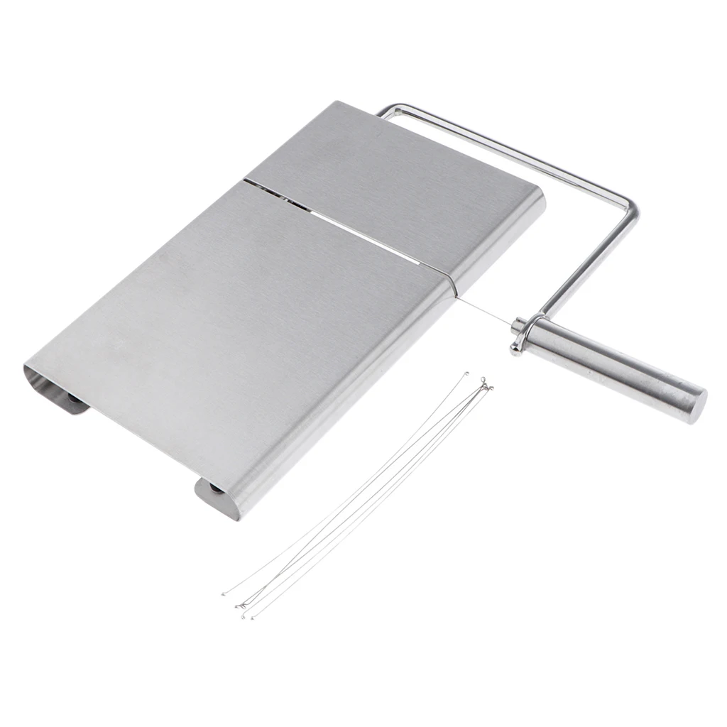 Stainless Steel Soap Cutter Cutting Tools Rectangle Loaf Mould with Wire Slicer for Craft Soap Making, Silver