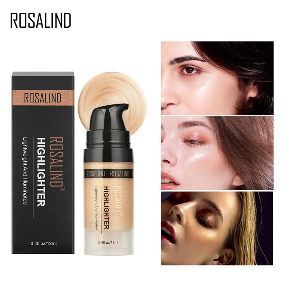 

ROSALIND Liquid Highlighter Foundation Professional Glow Shimmer Base Cream Shine Rose Highlight Makeup Face Bronzer Maquillage