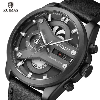 

Men's Fashion Sport Chronograph Watch Men Leather Band Waterproof Quartz Watches Military Luxury Male Date Relogio Masculino