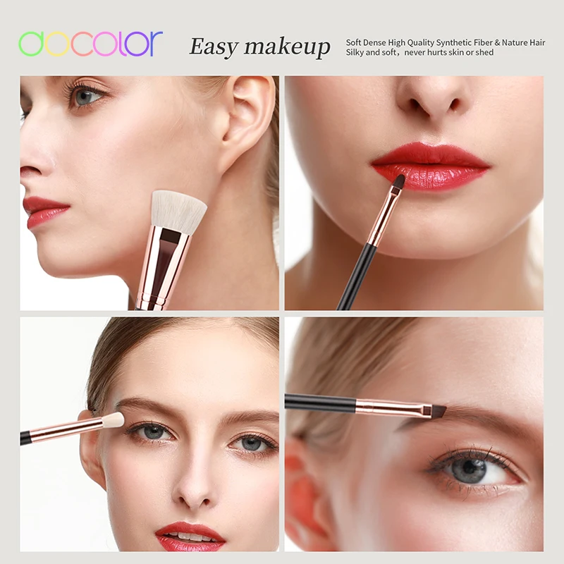 Docolor 15шт. Кисти для макияжа. Набор кистей профессионального макияжа с