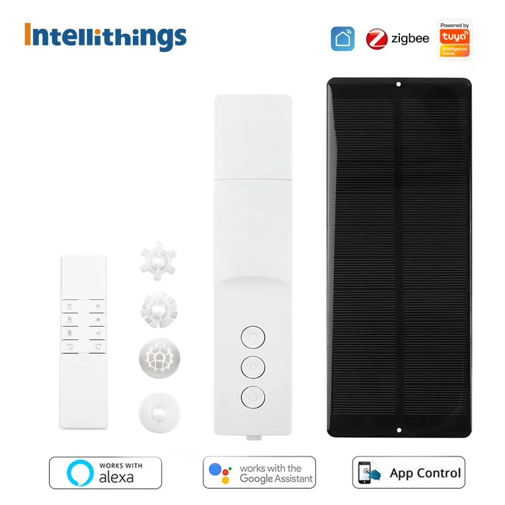 Zemismart – moteur de store intelligent à batterie intégrée, Tuya, Zigbee, avec panneau solaire, Alexa, Google Home, Yandex, Alice