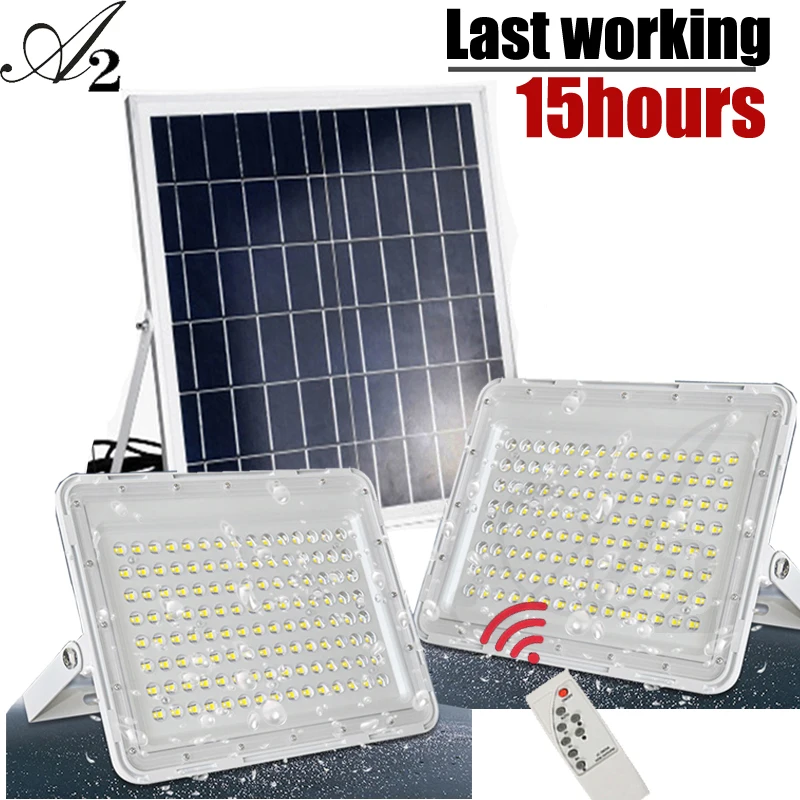 A2 Super Bright Solar lamp flood light 12000mA large battery Solar Light Wireless Outdoor Waterproof Garden large Solar panel