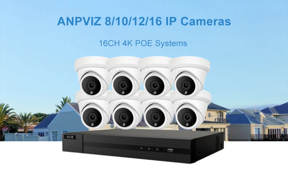 Hikvision OEM 16CH 4 к NVR 5MP купольная камера POE IP Камера 8/10/12/16 шт. наружного наблюдения ONVIF, H.265 система видеонаблюдения NVR Kit с 1/2/4 ТБ HDD